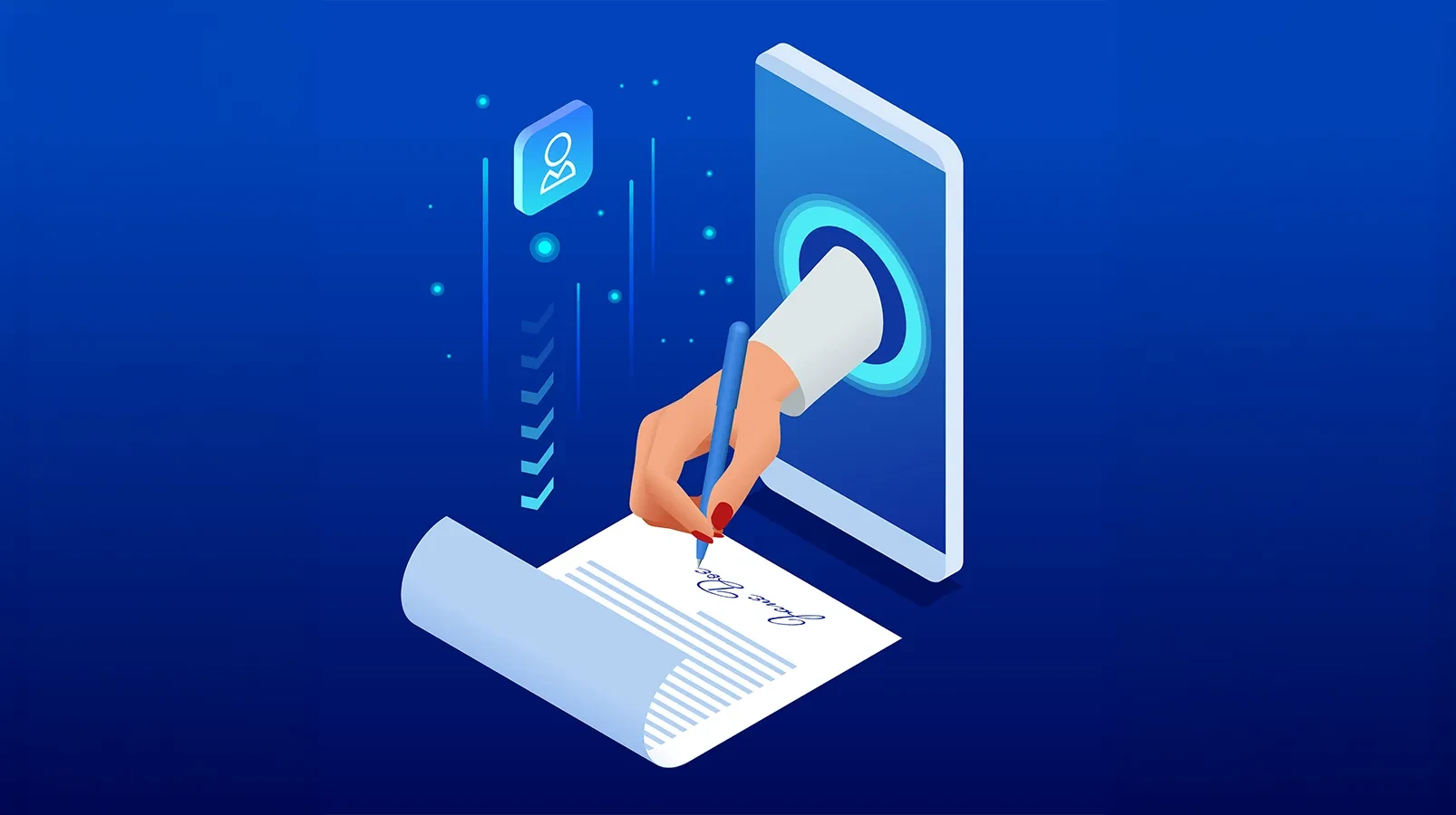 Digital contract signing illustration